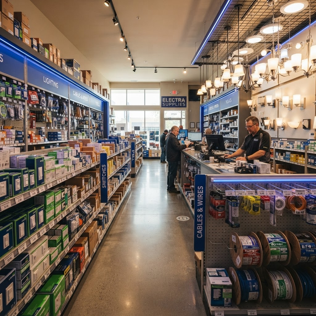 Interior of the Madani Electric supply store